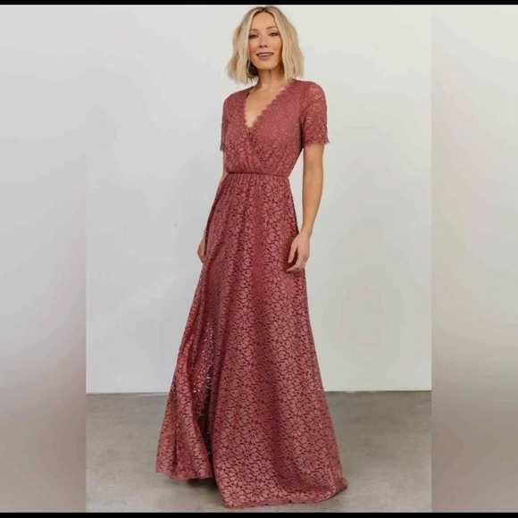 Baltic Born Venice Lace Maxi Dress Berry Small - Picture 2 of 7